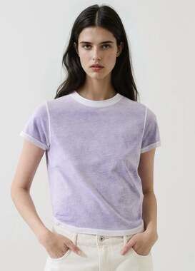 Patrick Assaraf Women’s Reverse Spray Lightweight Pima Cotton Baby T-Shirt Sz S
